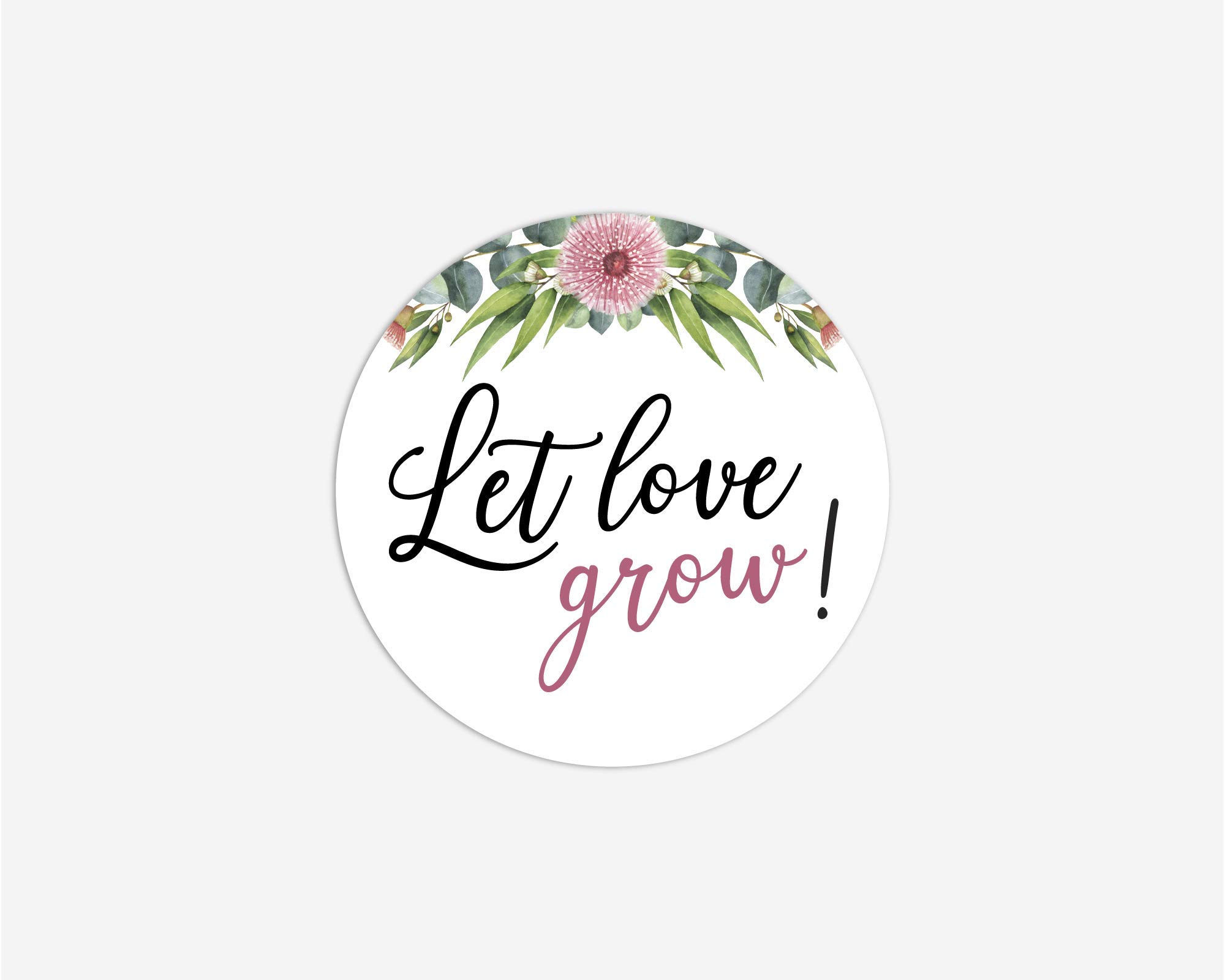 24 ct Let Love Grow, Succulent Wedding Stickers, Bridal Shower Label, Hotel Welcome Bag (301-316-WH-ROSY)