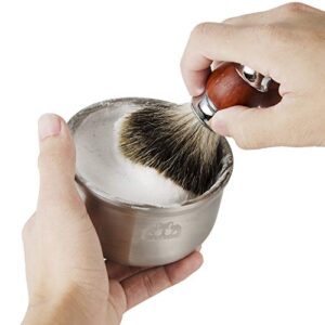 Grandslam Shaving Soap Bowl, 304 Heavy Duty Stainless Steel Shaving Lather Bowl for Men, Double Layer Heat Preservation, Create Rich Shaving Cream and Keep Your Lather Warm