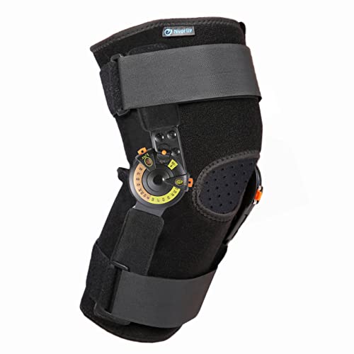 Nvorliy Hinged ROM Knee Brace with Side Stabilizers & Locking Dials, Post Op Knee Immobilizer for Arthritis, ACL, MCL, PCL, Meniscus Tear, Injurie/Knee Pain, Medical Orthopedic Support (Large)