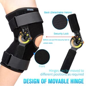 Nvorliy Hinged ROM Knee Brace with Side Stabilizers & Locking Dials, Post Op Knee Immobilizer for Arthritis, ACL, MCL, PCL, Meniscus Tear, Injurie/Knee Pain, Medical Orthopedic Support (Large)