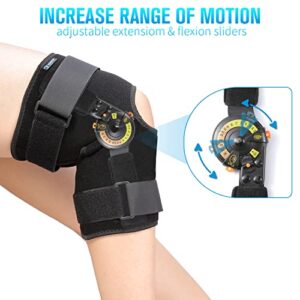 Nvorliy Hinged ROM Knee Brace with Side Stabilizers & Locking Dials, Post Op Knee Immobilizer for Arthritis, ACL, MCL, PCL, Meniscus Tear, Injurie/Knee Pain, Medical Orthopedic Support (Large)