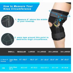 Nvorliy Hinged ROM Knee Brace with Side Stabilizers & Locking Dials, Post Op Knee Immobilizer for Arthritis, ACL, MCL, PCL, Meniscus Tear, Injurie/Knee Pain, Medical Orthopedic Support (Large)