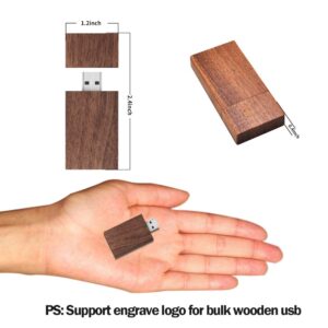 2GB Wooden USB Flash Drives 100 Pack, EASTBULL Bulk Flash Drives Walnut Wooden Thumb Drives Pack High Speed 2.0 for Date Storage (Dark Brown)