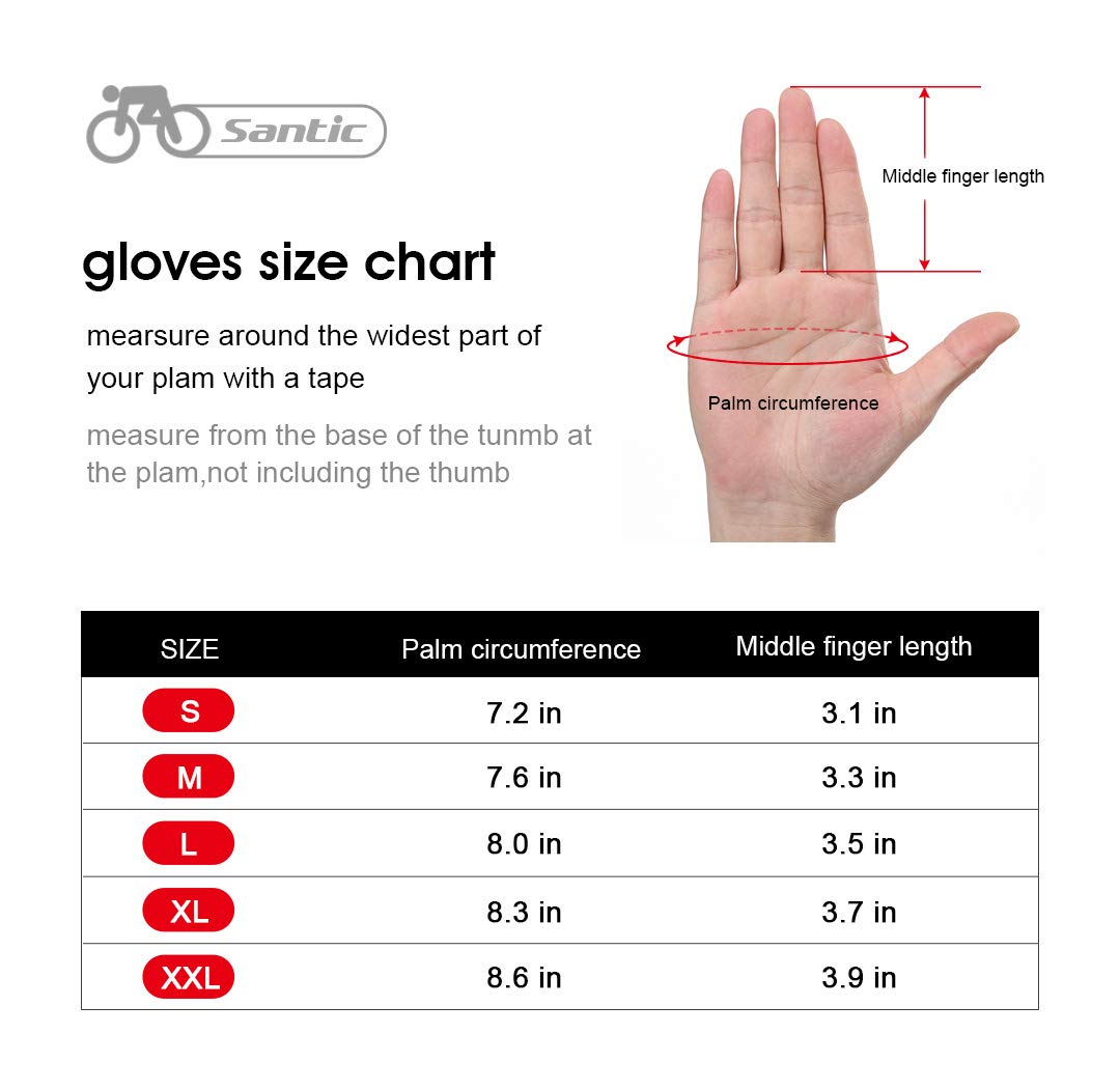 Santic Cycling Gloves Windproof Bike Bicycle Motorcycle Gloves with Gel Pads, Anti-Shock Breathable Mountain Bike Gloves for Men and Women