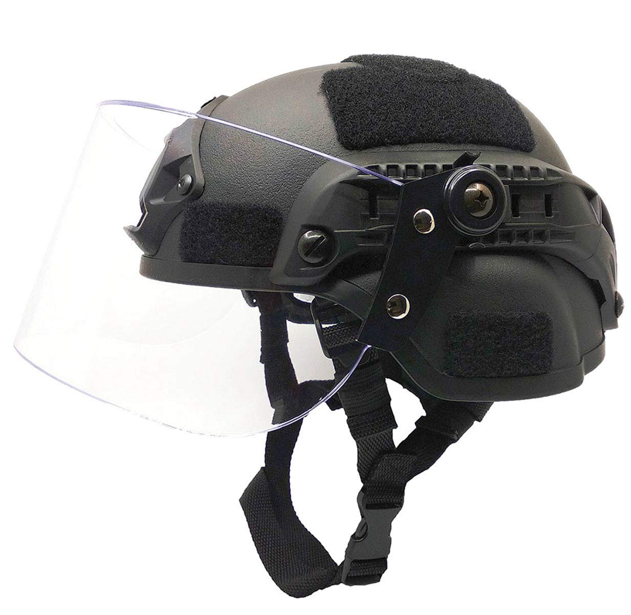 Lightweight Quick-Protection Helmet with Sunshade Sliding Goggles and Side Rail NVG Bracket.