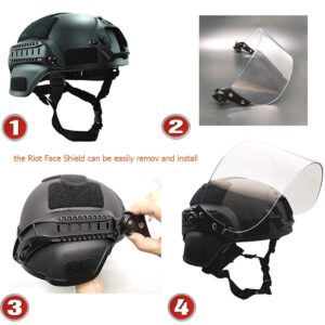 Lightweight Quick-Protection Helmet with Sunshade Sliding Goggles and Side Rail NVG Bracket.