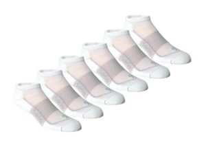soletek cool running no show wicking sock, white, medium (6 pair pack)