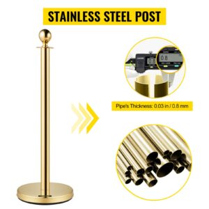 BestEquip Velvet Ropes and Posts 4 Pcs, 3 Red Velvet Rope 5 ft, Stanchion Post with Ball Top, Crowd Control Barriers Gold Stanchions, Red Carpet Poles, Crowd Control Ropes and Poles for Party Supplies