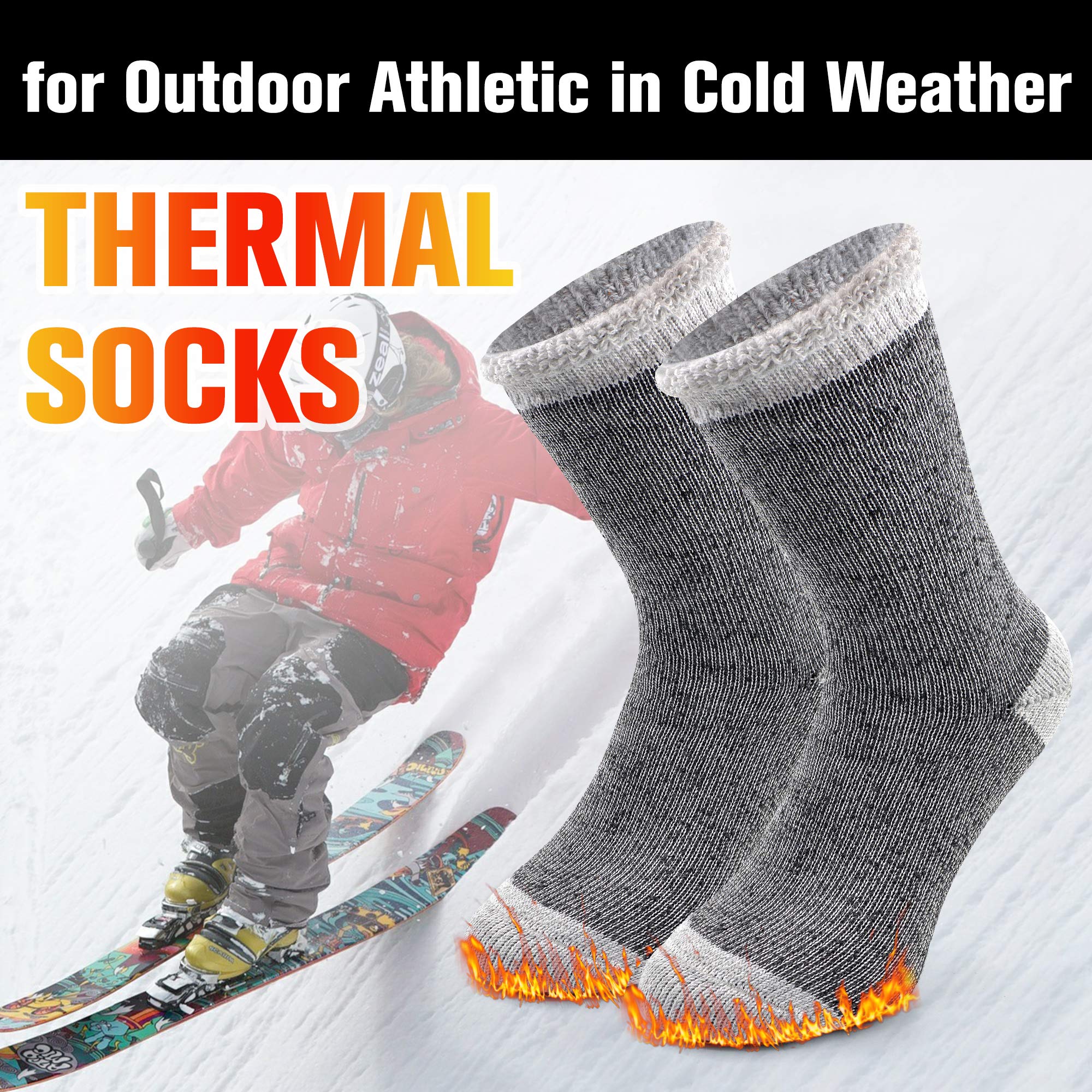 Busy Socks Winter Warm Thermal Socks for Men Women Extra Thick Insulated Heated Crew Boot Socks for Extreme Cold Weather, Medium, 1 Pair Light Grey