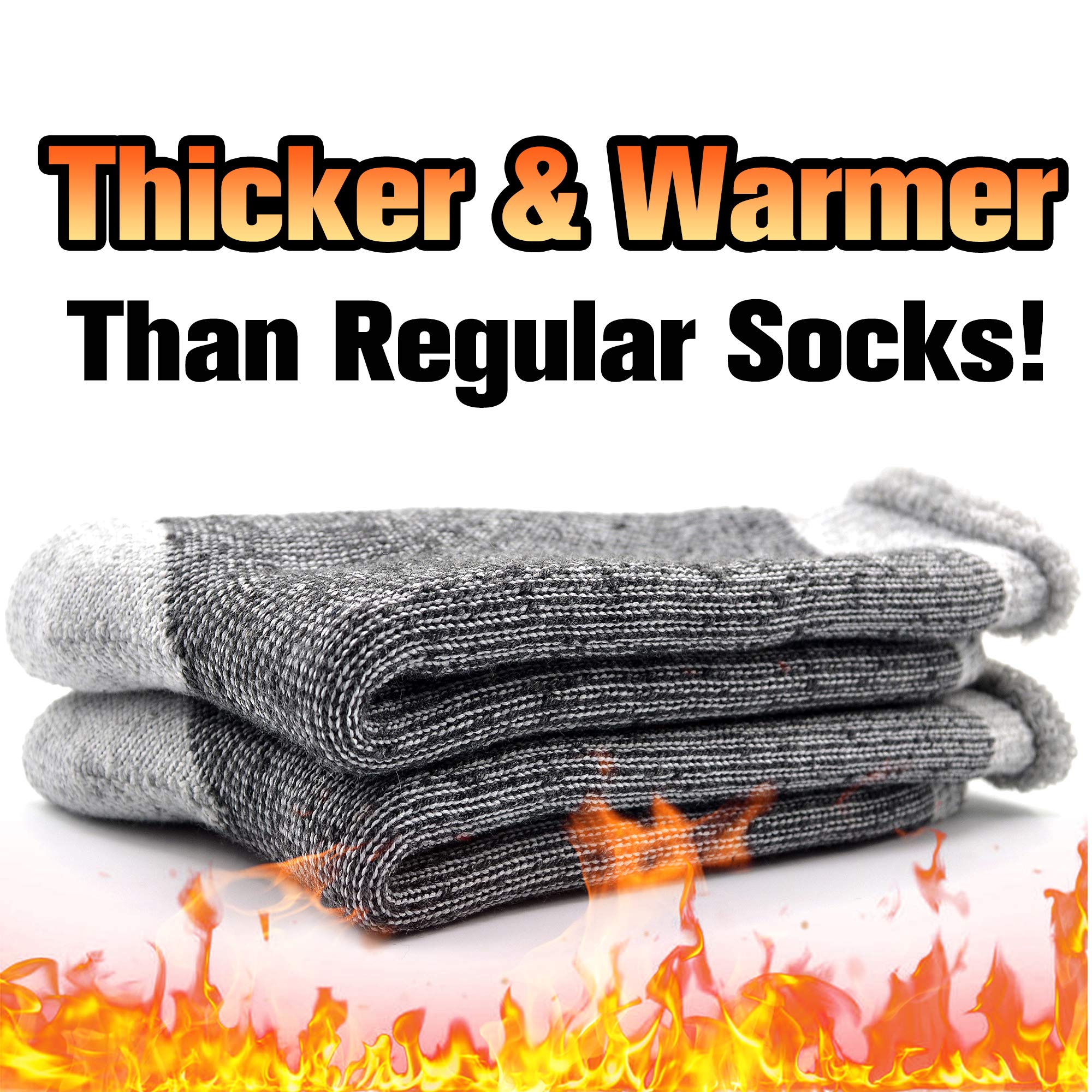 Busy Socks Winter Warm Thermal Socks for Men Women Extra Thick Insulated Heated Crew Boot Socks for Extreme Cold Weather, Medium, 1 Pair Light Grey