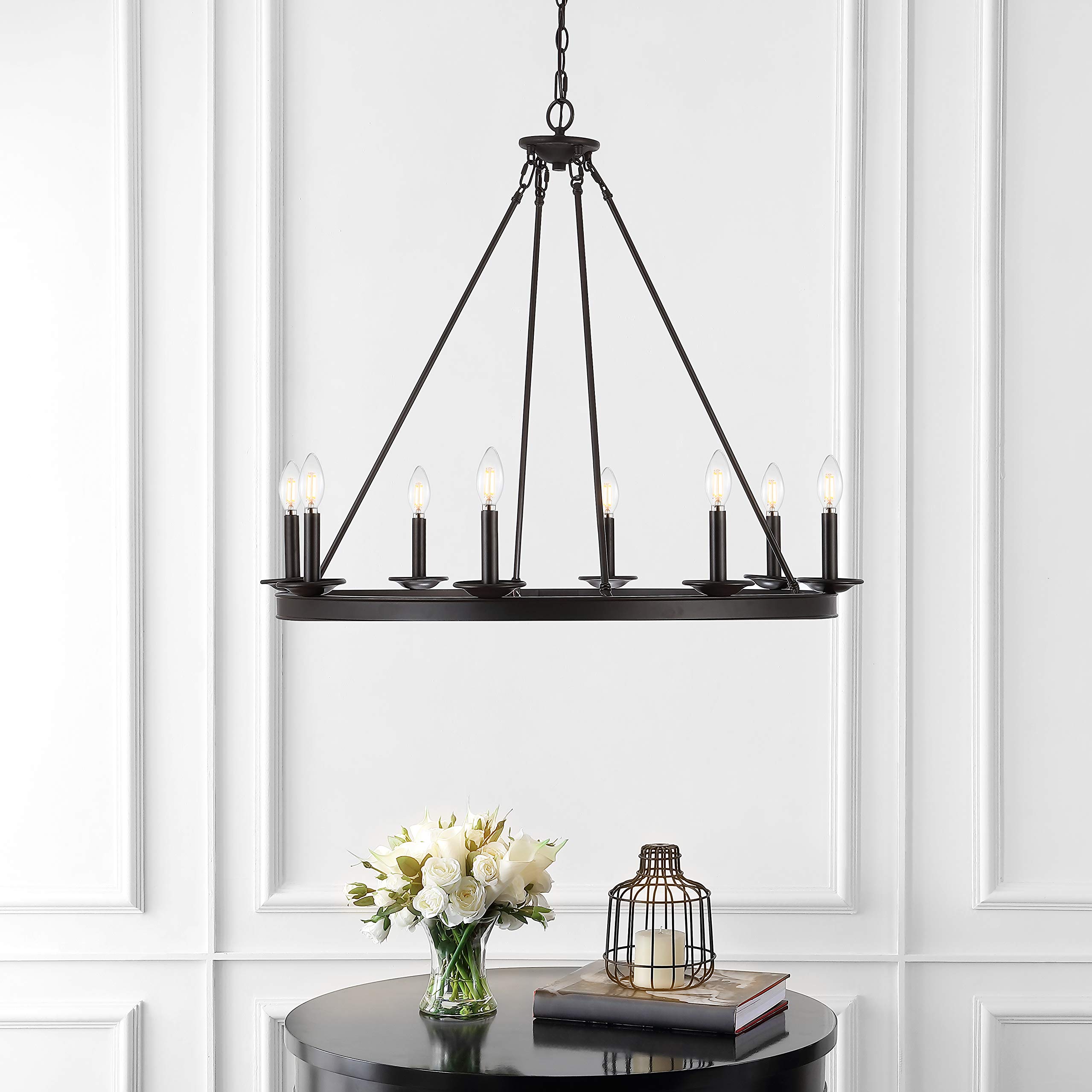 Safavieh CHA4016A Fauna Oil-Rubbed Bronze 8-Light Linear (LED Bulbs Included) Chandelier, 0