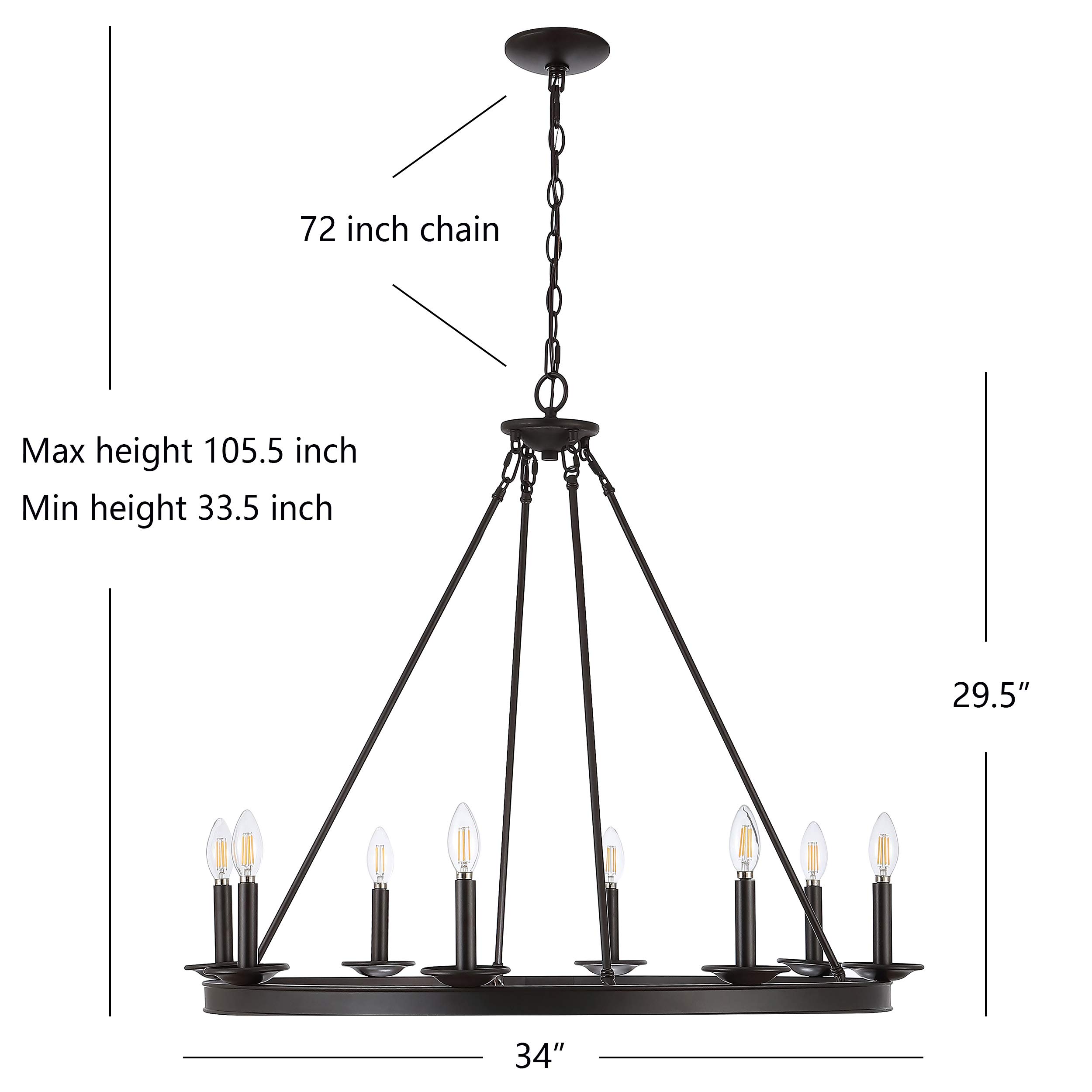 Safavieh CHA4016A Fauna Oil-Rubbed Bronze 8-Light Linear (LED Bulbs Included) Chandelier, 0