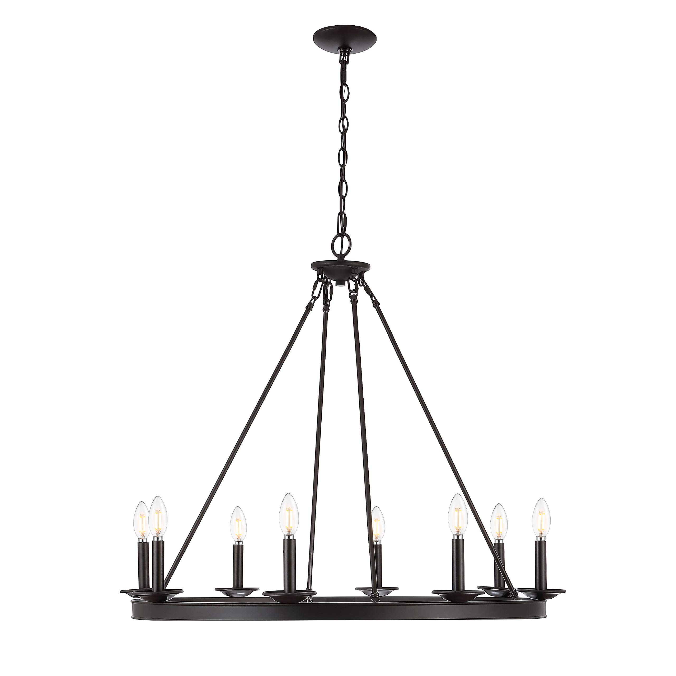 Safavieh CHA4016A Fauna Oil-Rubbed Bronze 8-Light Linear (LED Bulbs Included) Chandelier, 0