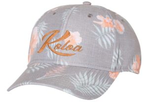 koloa surf company embroidered tropical flowers print cap-os-grey-orange/orange