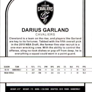 2019-20 Panini NBA Hoops #251 Darius Garland Cleveland Cavaliers Rookie Basketball Card