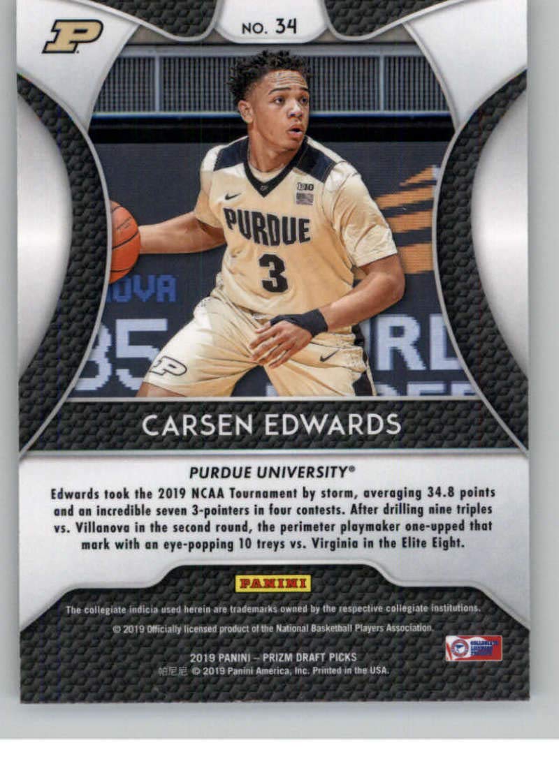 2019-20 Panini Prizm Draft #34 Carsen Edwards Purdue Boilermakers Basketball Card