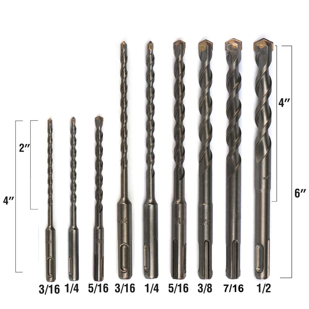 30PC, Rotary Drill Bit,SDS Plus Bits, 3/16" x 4", Masonry Drill bit Set, SDS+ Hammer Bits