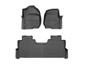 weathertech custom fit floorliners for ford super duty - 1st & 2nd row (4410511v-4410123), black