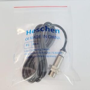 Heschen M12 Inductive Proximity Sensor Switch PR12-2DN Cylindrical Type Detector 2mm DC12-24V 3-Wire NPN NO(Normally Open) CE