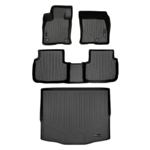 smartliner all weather customer fit floor mats 2 rows and cargo behind 2nd row set black compatible with 2020-2023 compatible with ford escape