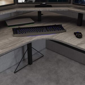 DAR CORE Computer Gaming L-Desk with Power, Gray/Black