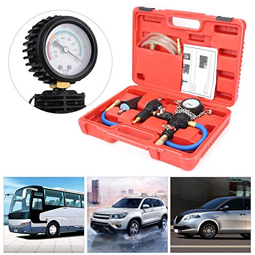 Cooling System Vacuum Purge Radiator Coolant Refill Tool Kit, Universal Automotive Water Tank Pneumatic Vacuum Antifreeze Change Filler Set, with Adapter Case Hose for Car Van SUV Truck