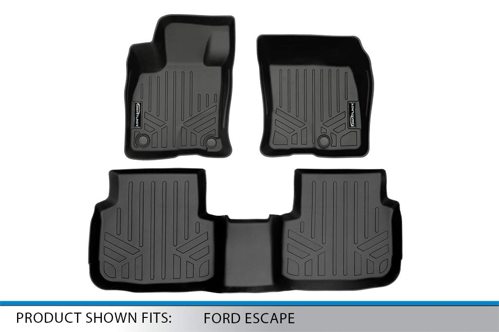 Smartliner All Weather Custom Fit Floor Mats 2 Row Liner Set Black Compatible with 2020-2023 Compatible with Ford Escape Does NOT Fit Hybrids