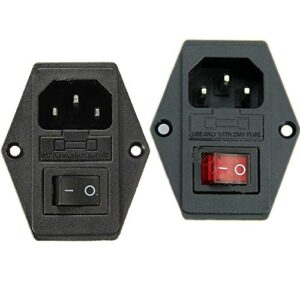 gump's grocery 2pcs black red ac 250v 10a 3 terminal power socket with fuse holder