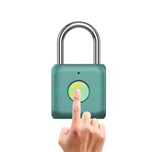 boread fingerprint padlock, smart keyless lock for locker, backpack, suitcase, travel luggage,cabinet, drawer, indoor, school locker lock,portable usb rechargeable (green)