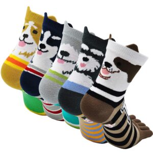 zakasa womens funny toe sock cotton five finger running ankle novelty socks (animal cat, us shoe 6-9)