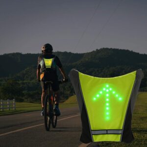 led turn signal safety vest with direction indicator, usb charging & adjustable bike pack accessory guiding light for night running walking cycling gear - led glowing reflective backpack