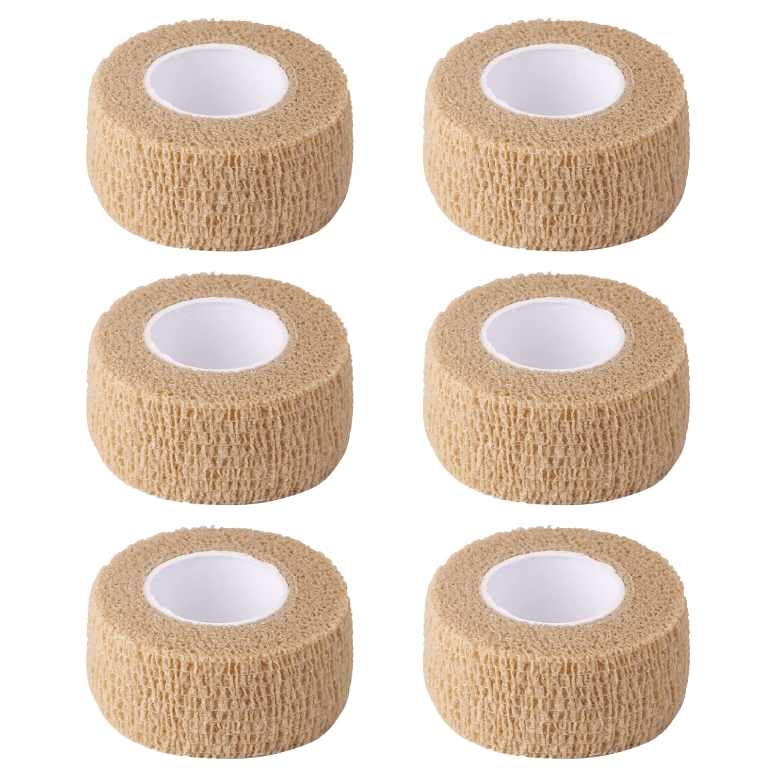 6pc-1 Inch Wide Skin Colour Elastic Self- Adhesive Bandage Finger Tape,Wrap Bandages, for Wrist and Ankle Sprains & Swelling