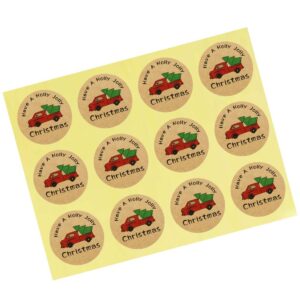 Amosfun 10 pcs Sealing Sticker Self-Adhesive Truck Pattern Christmas Round Wrapping Stickers Sealing Paster Packing Label for Envelope Packaging Gift