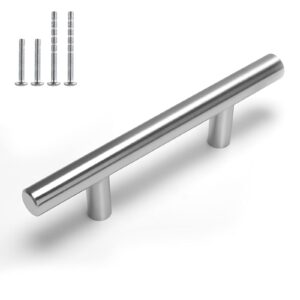 homdiy | 50 pack 3in hole centers | cabinet handles nickel drawer pulls stainless steel, bar handle pull with brushed nickel finish | kitchen cabinet hardware/dresser drawers 201sn