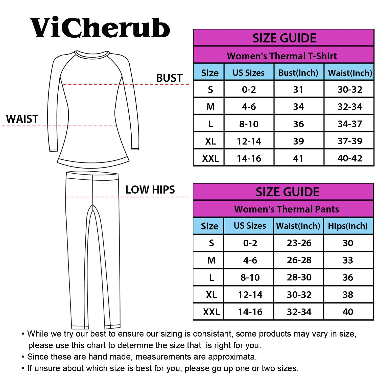 ViCherub 2 Sets Women's Thermal Underwear Set Long Johns with Fleece Lined Ultra Soft Top & Bottom Base Layer Thermals for Womens Black Medium