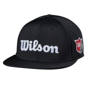 wilson mens men's tour flat brim hat, black/white, one size us
