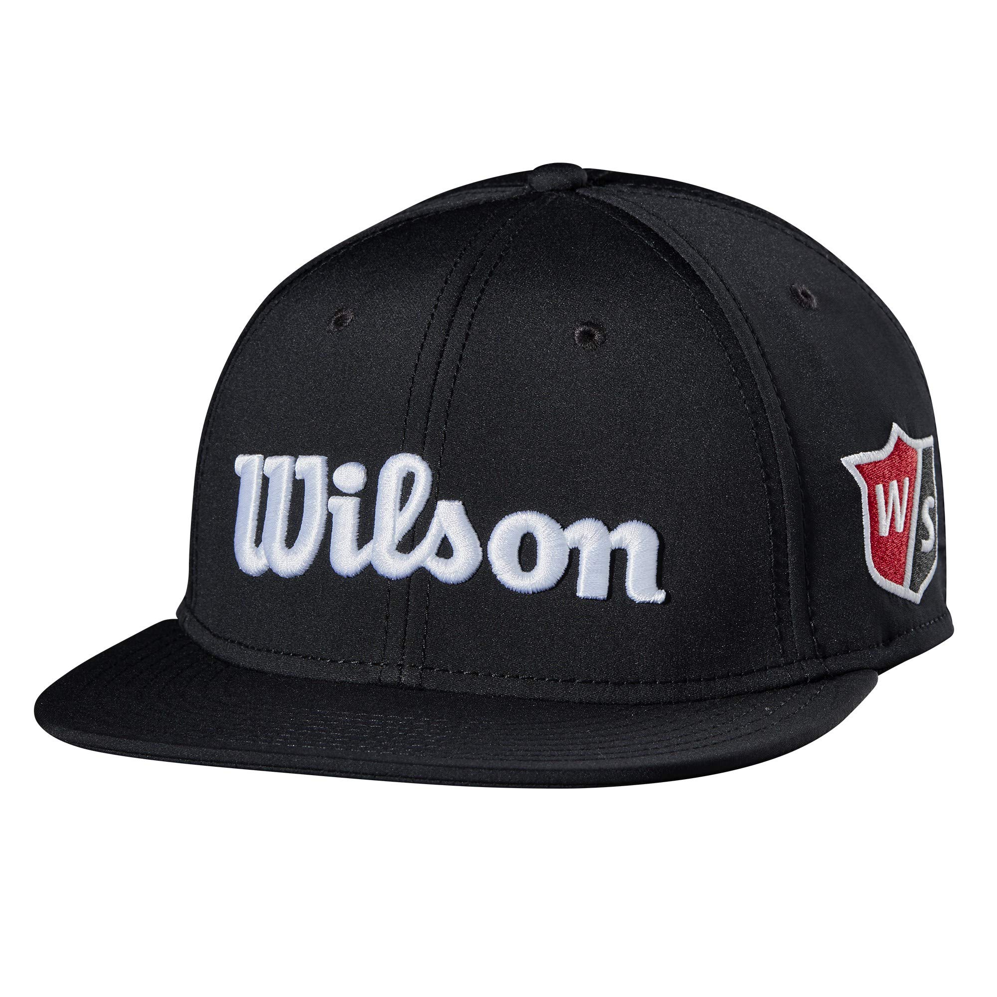 Wilson Mens Men's Tour Flat Brim Hat, Black/White, One Size US