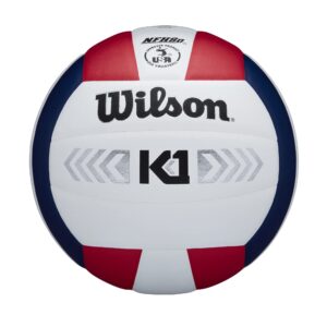 wilson k1 silver indoor game volleyball - official size, red/white/navy