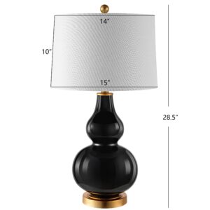 SAFAVIEH Lighting Collection Karlen Modern Contemporary Black/ Gold Leaf Double Gourd 29-inch Bedroom Living Room Home Office Desk Nightstand Table Lamp Set of 2 (LED Bulbs Included)