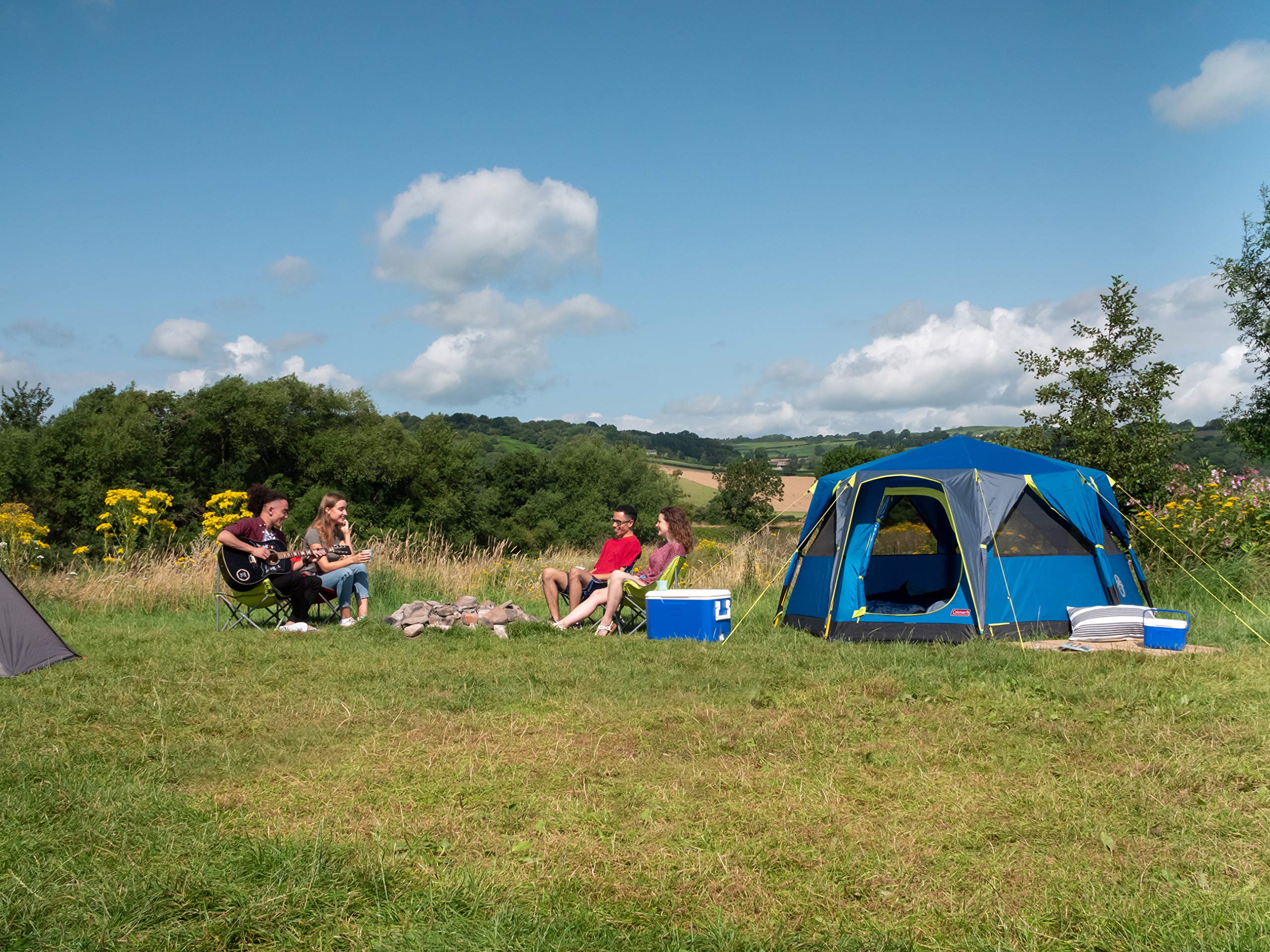 Coleman Tent Octago, 3 Man Tent Ideal for Camping in The Garden, Dome Tent, Waterproof 3 Person Camping Tent with Sewn-in Groundsheet