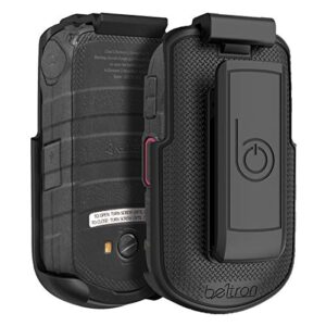 beltron duraxv lte belt clip holster, heavy duty rotating belt clip holder case for kyocera duraxv lte e4610 (verizon), duraxe e4710 (at&t), secure fit with quick release latch & kickstand black