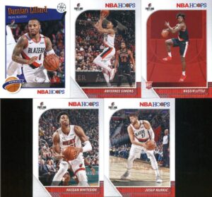 2019-20 panini nba hoops portland trail blazers team set of 10 cards: kent bazemore(#4), pau gasol(#105), damian lillard(#157), cj mccollum(#158), zach collins(#159), jusuf nurkic(#162), hassan whiteside(#196), nassir little(#220), anfernee simons(#268),