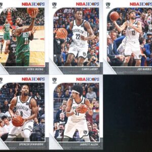 2019-20 Panini NBA Hoops Brooklyn Nets Team Set of 14 Cards: Kyrie Irving(#11), Jarrett Allen(#12), Spencer Dinwiddie(#13), Joe Harris(#14), Caris LeVert(#15), Taurean Prince(#16), Rodions Kurucs(#17), Kevin Durant(#61), Wilson Chandler(#86), DeAndre Jord