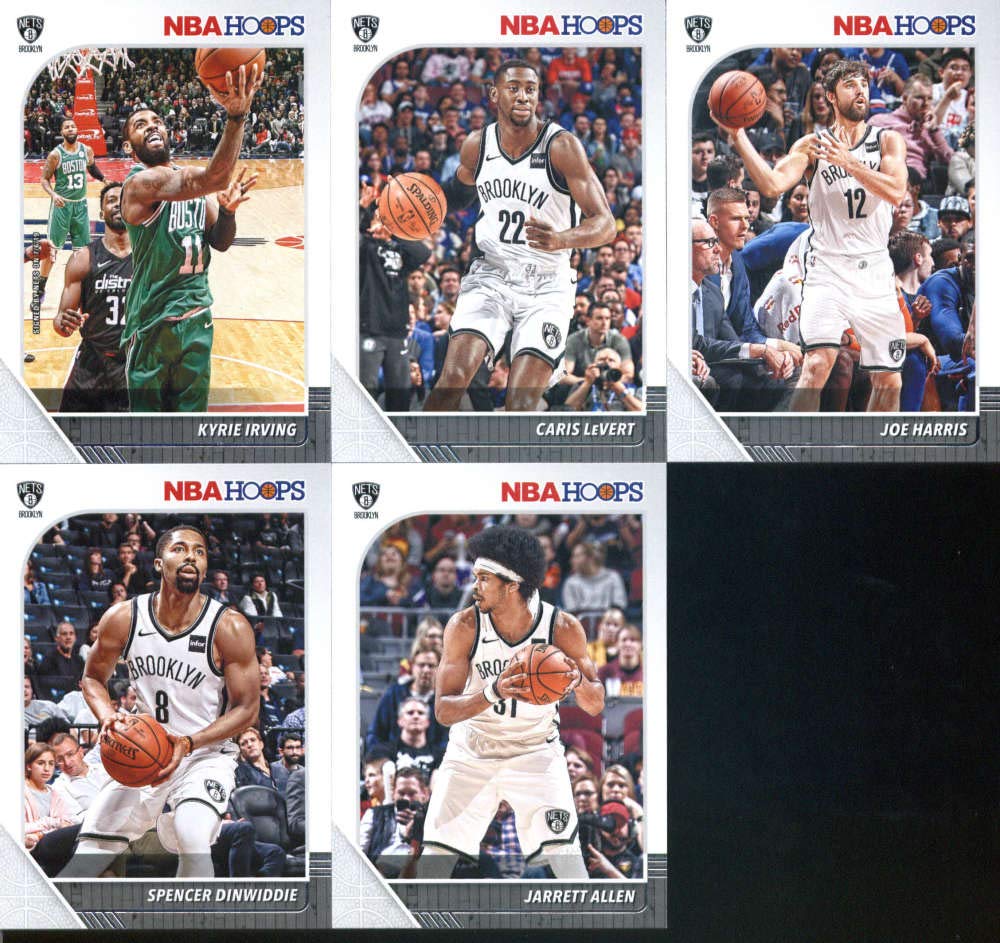 2019-20 Panini NBA Hoops Brooklyn Nets Team Set of 14 Cards: Kyrie Irving(#11), Jarrett Allen(#12), Spencer Dinwiddie(#13), Joe Harris(#14), Caris LeVert(#15), Taurean Prince(#16), Rodions Kurucs(#17), Kevin Durant(#61), Wilson Chandler(#86), DeAndre Jord