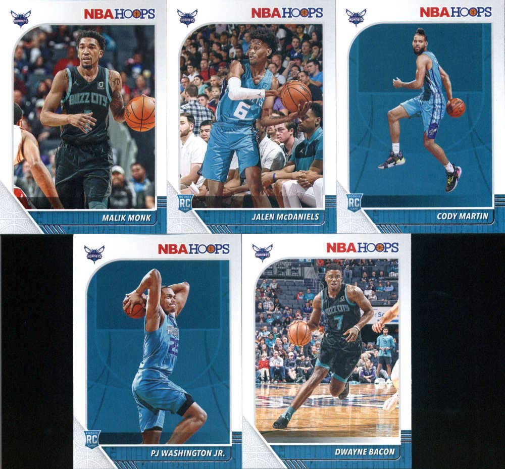 2019-20 Panini NBA Hoops Charlotte Hornets Team Set of 10 Cards: Terry Rozier(#10), Miles Bridges(#20), Michael Kidd-Gilchrist(#21), Nicolas Batum(#22), Bismack Biyombo(#23), Dwayne Bacon(#24), PJ Washington Jr.(#209), Cody Martin(#229), Jalen McDaniels(#