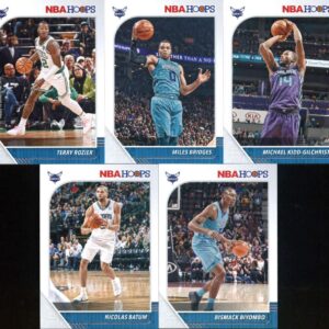 2019-20 Panini NBA Hoops Charlotte Hornets Team Set of 10 Cards: Terry Rozier(#10), Miles Bridges(#20), Michael Kidd-Gilchrist(#21), Nicolas Batum(#22), Bismack Biyombo(#23), Dwayne Bacon(#24), PJ Washington Jr.(#209), Cody Martin(#229), Jalen McDaniels(#