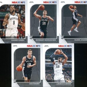 2019-20 Panini NBA Hoops San Antonio Spurs Team Set of 10 Cards: LaMarcus Aldridge(#171), DeMar DeRozan(#172), Rudy Gay(#173), Dejounte Murray(#174), Lonnie Walker IV(#175), Derrick White(#176), Luka Samanic(#216), Keldon Johnson(#224), Quinndary Weathers