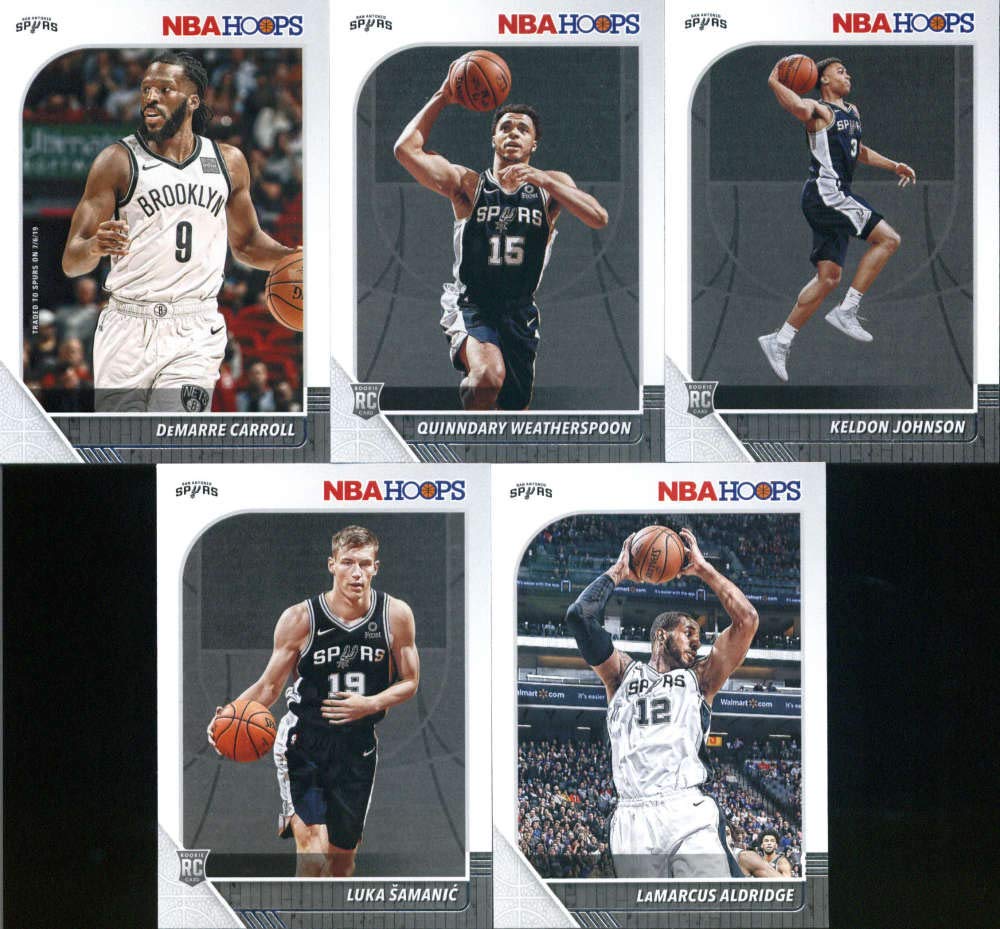 2019-20 Panini NBA Hoops San Antonio Spurs Team Set of 10 Cards: LaMarcus Aldridge(#171), DeMar DeRozan(#172), Rudy Gay(#173), Dejounte Murray(#174), Lonnie Walker IV(#175), Derrick White(#176), Luka Samanic(#216), Keldon Johnson(#224), Quinndary Weathers