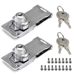 2pcs keyed hasp locks 4” x 1-5/8” catch latch safety lock door lock with key