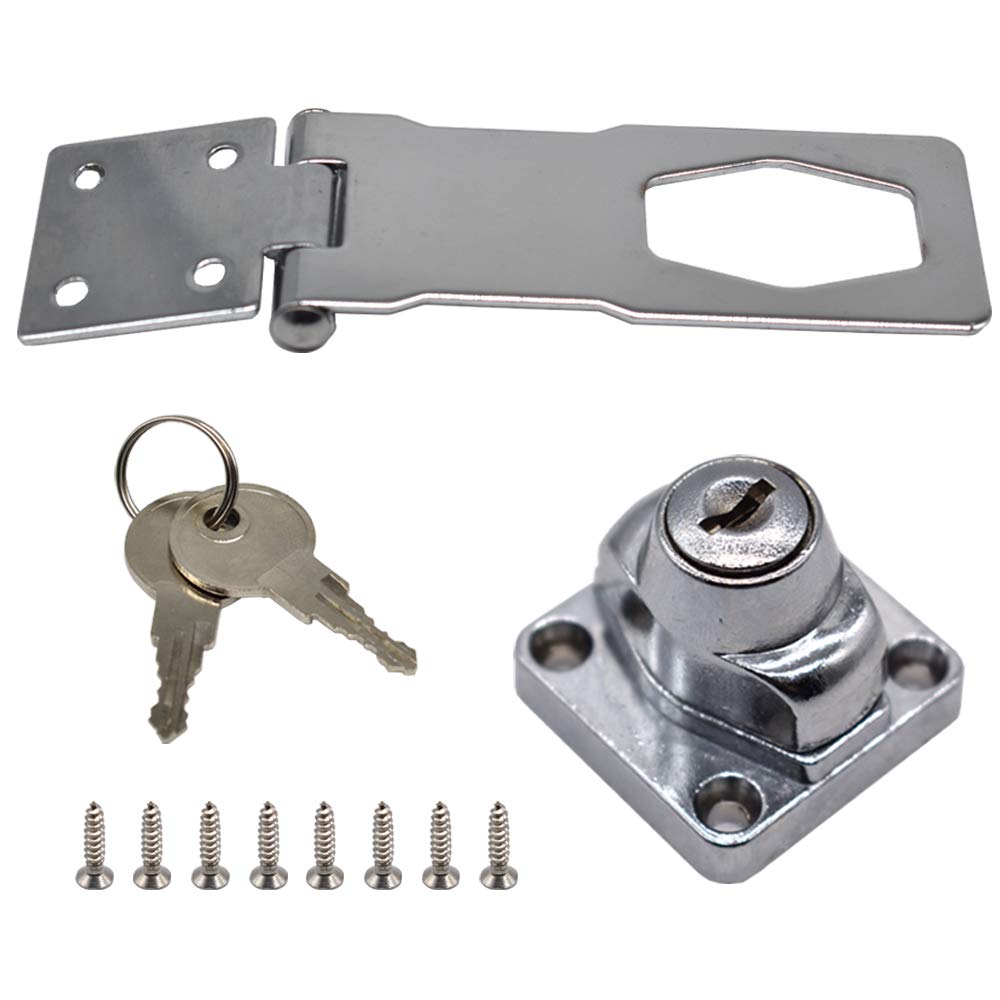 2Pcs Keyed Hasp Locks 4” x 1-5/8” Catch Latch Safety Lock Door Lock with Key